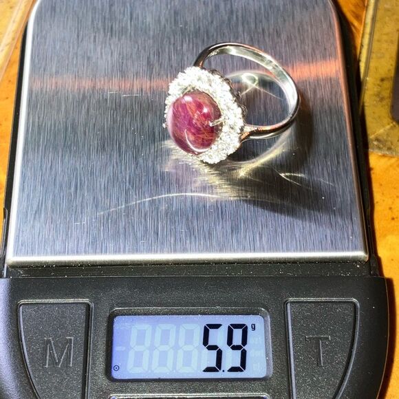 Natural Star Ruby Sterling Silver Ring Size 8 - Picture 10 of 10